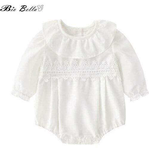Baby Newborn Girl Bodysuit High Quality Cotton Lace Jumpsuit Infantil Girls Clothes Long Sleeve White Lace Girl Bodysuits