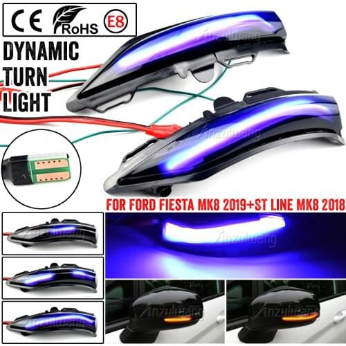 Dynamic Indicator Flasher Turn Signal Light LED Side Wing Rearview Mirror Repeater Blinker For Ford Fiesta ST Line MK8 2018 2019