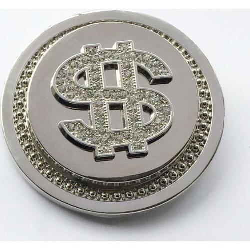 Us Dollars With Diamonds Spinner Western Belt Buckle