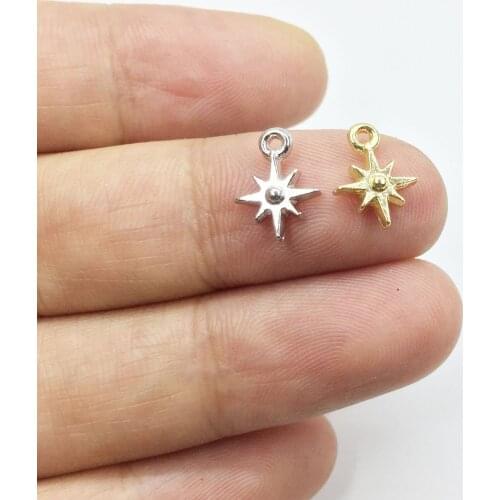 Eruifa 20pcs 8mm Tiny Six-pointed Star Hexagram Zinc alloy Jewelry DIY Charms Pendant Necklace, earring Bracelet 2 Colors