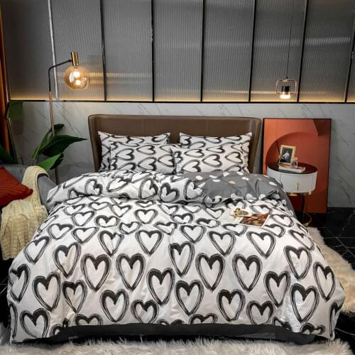 PAPA&MIMA Cotton Bedding Set Printed Linens Sheet Pillowcase Duvet Cover Single Queen King Size