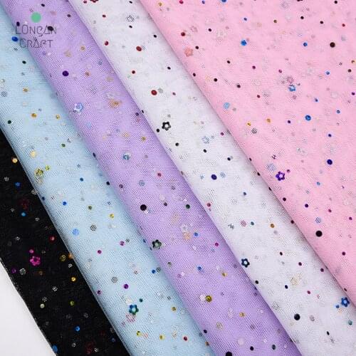 100cmX150cm Lace Sequins Mesh Fabric Tulle Fabric For Dress Mosquito Net Fabric for Patchwork Needlework Diy Material