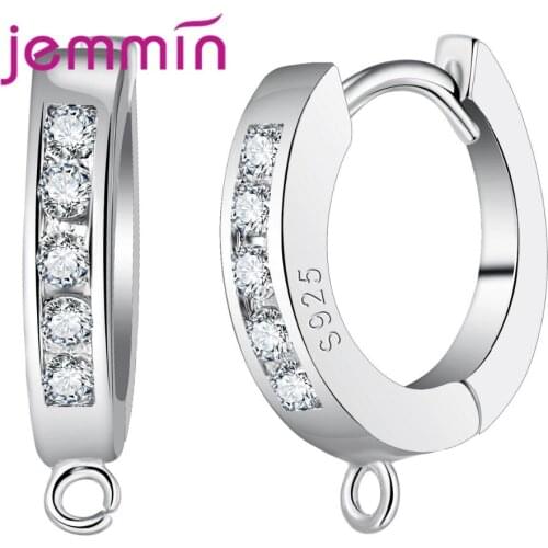Top 925 Sterling Silver Clear Rhinestone Paved Earring Hooks Earring Handmade Findings DIY Jewelry Accessories Components