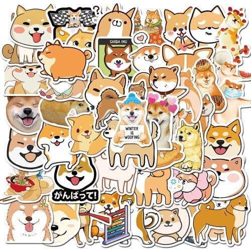 Cute Animal Cute Pet Shiba Inu Puppy Graffiti Aesthetic Sticker Luggage Skateboard Laptop School Stationery Decoration 50PCS