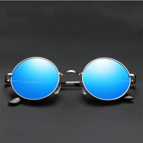 New Retro Classic Vintage Round Polarized Sunglasses Men Brand Designer Sun Glasses Women Metal Frame Black lens Eyewear Driving