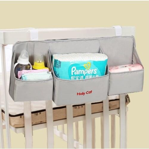 Baby Nursery Organizer Baby Crib Bed Hanging Storage Bag Newborn Diaper Stacker Caddy Container Baby Bedding Set Accessories