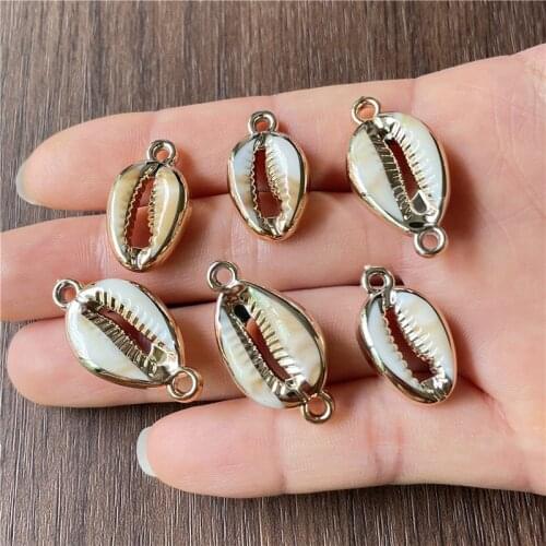 10pcs charm Ocean Shell Pendant connection for Woman Fashion Jewelry Making DIY Handmade Necklace Accessories