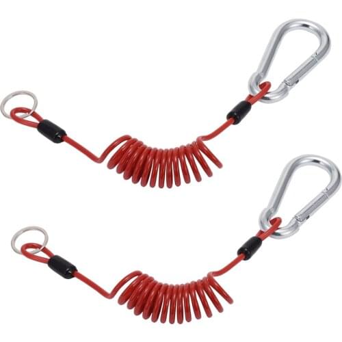 2Pcs Stainless Steel Spring Towing Coiled Wire Heavy Duty Steel Wire Extend 4ft Coiled Safety Cables Strap for RV Towing Trailer