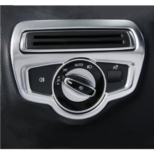 Stainless Steel Car Headlight Switch Frame Decoration Cover Trim For Mercedes Benz GLC X253 260 300 2016-17 Interior Accessories