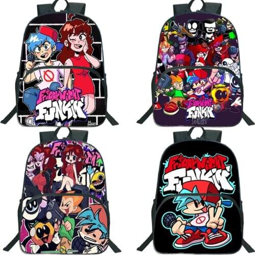 16 Inch Boys Girls Friday Night Funkin Backpack Children Cartoon Game School Bag for Kids Teens Travel Rucksack Anime Bagpacks