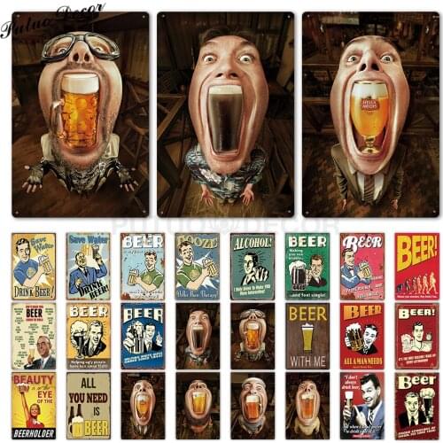 Funny Tin Sign Beer Metal Sign Plaque Metal Vintage Pub Iron Painting Wall Decor for Bar Pub Club Man Cave Metal Posters
