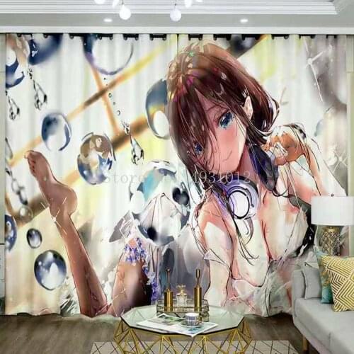 3D Cartoon Japanese Manga Printed Window Shading Curtains Home Textiles For Living Room Bedroom Decorative Boys Room Curtains