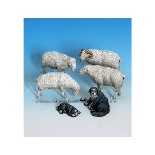 1/35 Modern Animal Set Sheeps & Sheepdogs toy Resin Model Miniature Kit unassembly Unpainted