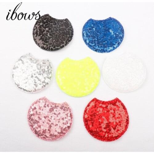 IBOWS 1 Pairs Sequin Patches Cotton-filled Round Ears Patches For DIY Girls Headband Material Party Garment Decor Accessories