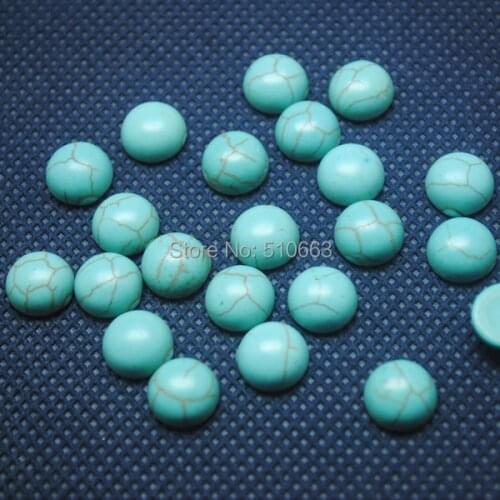 100 Pieces / Lot, Blue Turquoisee Stone Cabonchon DIY beads Accessories Size 10mm Coin Shape