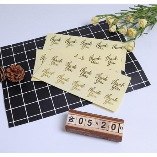 100pcs/lot Thank You Transparent Heart Hot Stamping Paper Sticker Self Adhesive Kraft Baking Seal Sticker Gift Label
