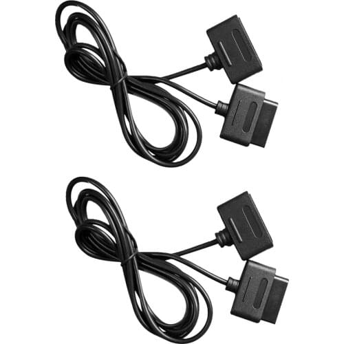 2Pcs/1Lot High Quality Black Extension Cable Cords For SNES Super Game Handle Gamepad Cable For Nintendo 16 Bit Controller