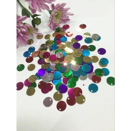 2000pcs Large Round Sequins 10mm PVC Flat Round Accessories With Side Hole Party Clothing Caps Mix Colors