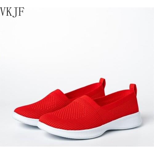 2021 Summer Women Shoes Knitting Sock Womens Sneakers Slip on Shoes Flat Womens Sports Shoes Plus Size