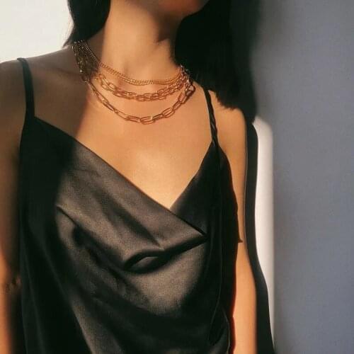 2021 Trendy Ladies Layered Necklace Korean Street Hip Hop Novelty Funny Party Wedding Multi-Layer Chain Necklace Stainless Steel