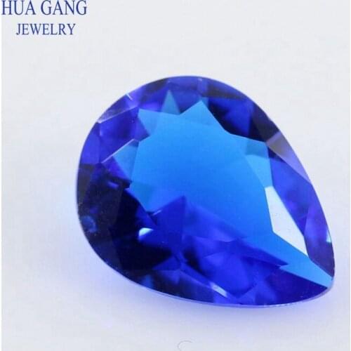 2x3~15x20mm 113# Blue Color Pear Shape Loose Glass Beads Synthetic Gems For Jewelry Wholesale Free Shipping