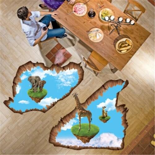3D Cartoon Removable Floor Stickers Environmentally-friendly Decorative Wall Sticker Living Room Floor Background Decoration