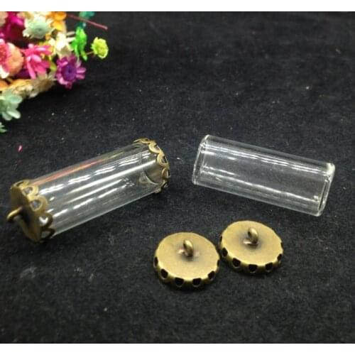 5sets/lot 40*15mm one side open tube glass globe findings set glass bottle glass vail pandent fashion jewelry glass dome jewelry
