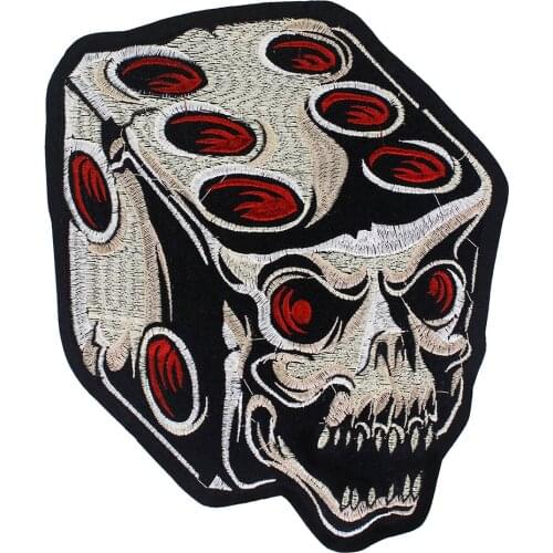Punk Rock Dice Skull Embroidery Patches Iron on Clothing Sticker Applique Badge for Biker Jacket 5 pieces