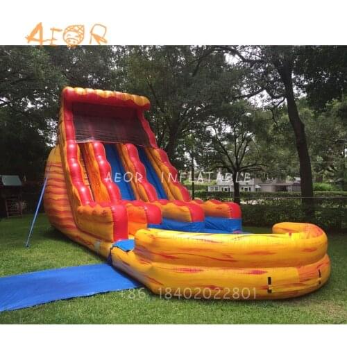 AEOR 2021 new design cheap used inflatable blue water slide for sale kids and adults palm tree inflatable slide