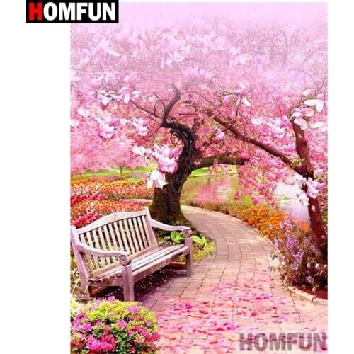 HOMFUN Full Square/Round Drill 5D DIY Diamond Painting "Flower tree chair" 3D Diamond Embroidery Cross Stitch Home Decor A19788