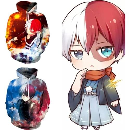 Anime My Hero Academia Todoroki Shoto Costume Hoodie Cosplay Mens and Womens Casual Sports Sweater Brand New