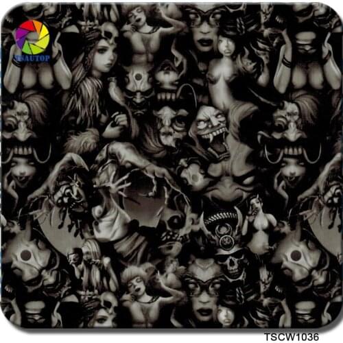 Free shipping 0.5m*2m/10m Skull and beauty TSCW1306 hydrographic dipping film water transfer printing film