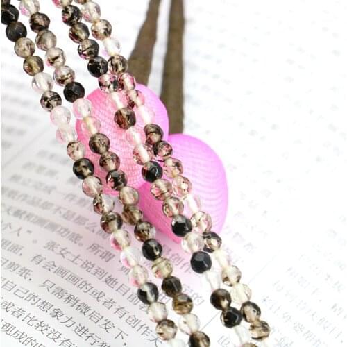 4mm black multicolor watermelon tourmaline faceted round loose beads 15" 2pc/lot exquisite DIY women jewelry