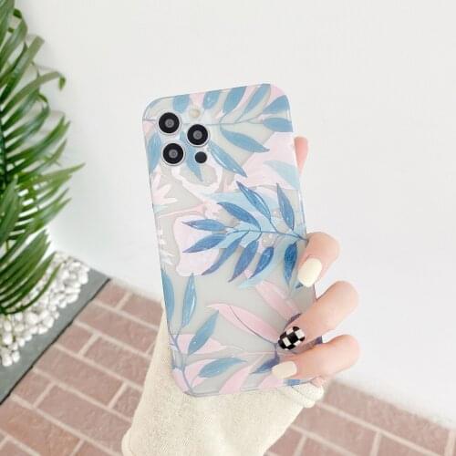 Retro plant leaf artist painting art Japanese Phone Case For iPhone 11 12 Pro Max Xs Max XR Xs 7 8 Plus X 7Plus case Cute Cover