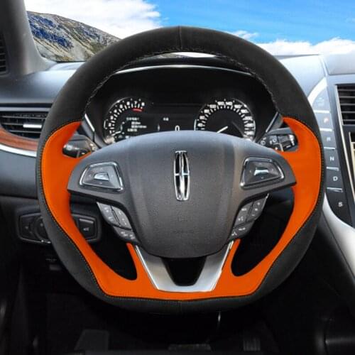For Lincoln MKX MKZ Aviator Continental Nautilus Navigator Corsair hand-stitched suede steering wheel cover leather grip cover