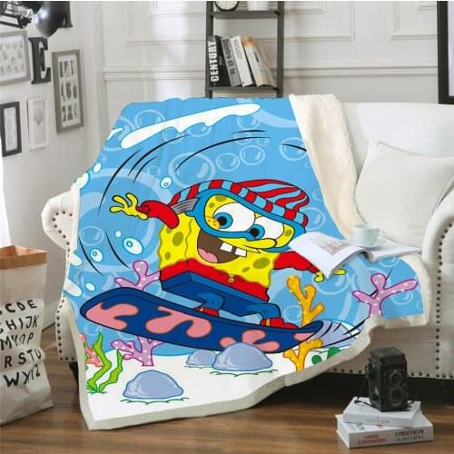 Cartoon 3D Printed Fleece Blanket for Beds Thick Quilt Fashion Bedspread Sherpa Throw Blanket Adults Kids