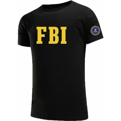 FBI men T shirt agent secret service police CIA Staff Men Front and Back Print Tshirt Summer Short Sleeve Tops Tees T-Shirt