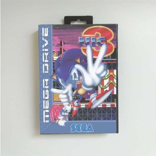Soniced Game the Hedgehog 3 - EUR Cover With Box 16 Bit MD Game Card for Megadrive Genesis Video Game Console