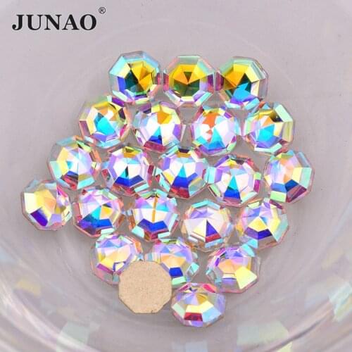 JUNAO 6mm Glitter Crystal AB Glass Nail Art Rhinestones Flatback Round Glass Crystal Stones Fancy Strass Stickers for Crafts