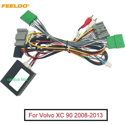 FEELDO Car Android 16PIN Power Wiring Harness Cable With Canbus For Volvo XC90 08-13 Car Audio Power Cable Connector