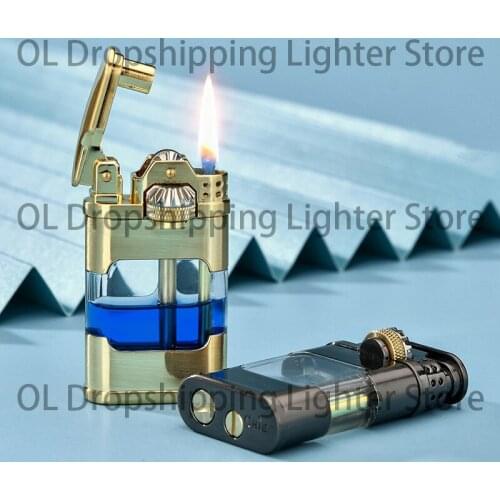 Side-slip Gear Linkage Ignition Kerosene Lighter Retro Appearance Model Visible Kerosene Window Windproof Lighter Men Gifts
