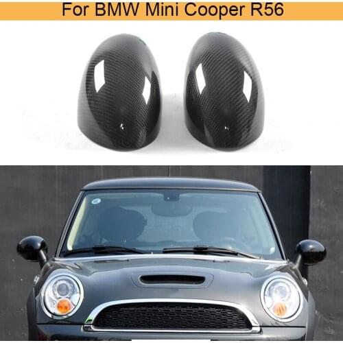 Carbon Fiber Add On Rearview Mirror Caps Covers Trim for BMW Mini Cooper R56 Only 2007-2013 2PC