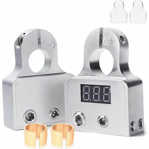 2Pcs Car Battery Terminal Connectors Kit with Voltmeter Display head battery terminal connector with voltmeter