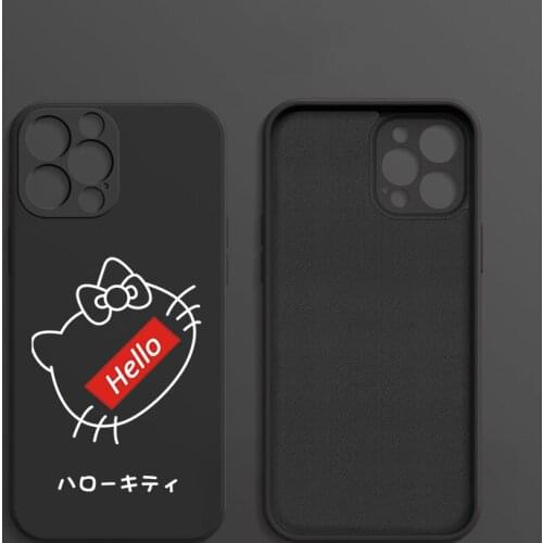 Cute Cartoon hello Couple Case For iPhone 11 12 13 Pro Silicone lovely KT cat Case For iPhone 13 XS MAX XR X 7 8 PLUS Cover