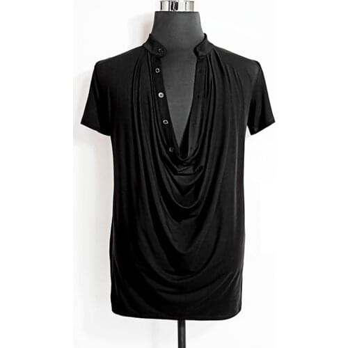 Male Standard Latin Dance Shirts Men Short Sleeves Tops Modal Latin Practice Clothes Ault Ballroom Salsa Dancing Tops VDB3468