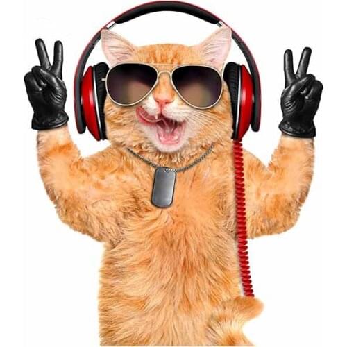 SZWL Funny Cats Listen To Music Car Stickers Scratch-proof Accessories Vinyl Suitable for VAN RV SUV Laptop Car Decals,13cm*11cm