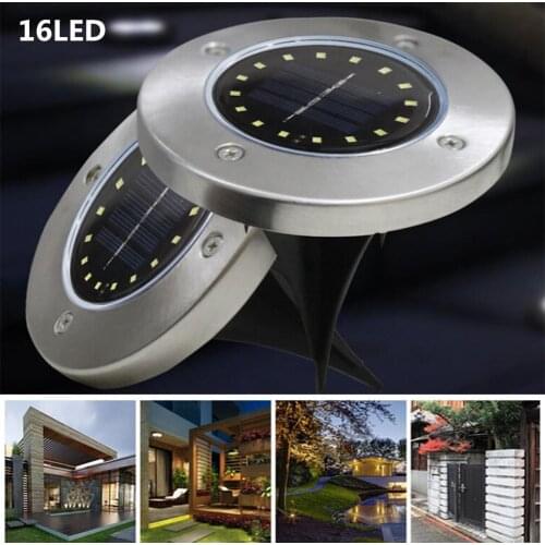 16 LED Solar-powered Stainless Steel Buried Light Under Ground Lamp Outdoor Path Way Garden Decoration