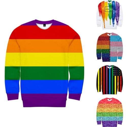 2020 New LGBT Hoodies Sweatshirts Rainbow Flag Fashion Men/Women Capless Sweatshirt teenages Long Sleeve Unisex 3D Hoodie