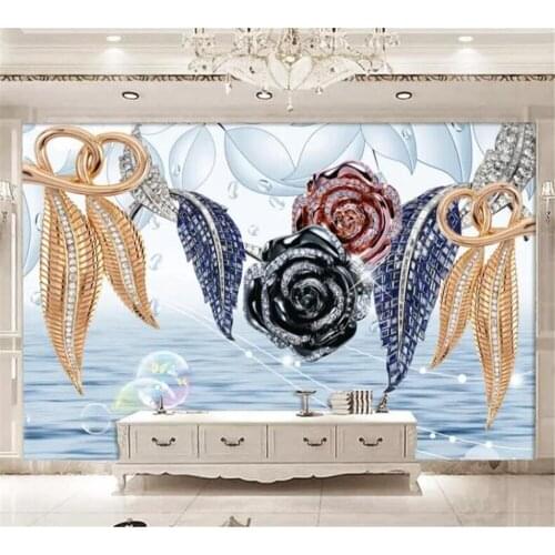 Beibehang Wallpaper 3D custom living room bedroom mural fashion green leaf rose gold sofa decoration background papel de parede