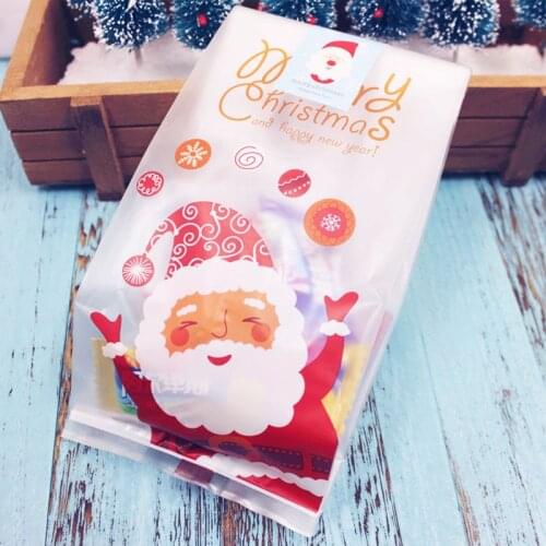 25Pcs 23*8.5cm Christmas Candy Cookies Pack Bag New Year Gift Bag Xmas Santa Claus Gift Biscuits Plastic Bags For Party Decor
